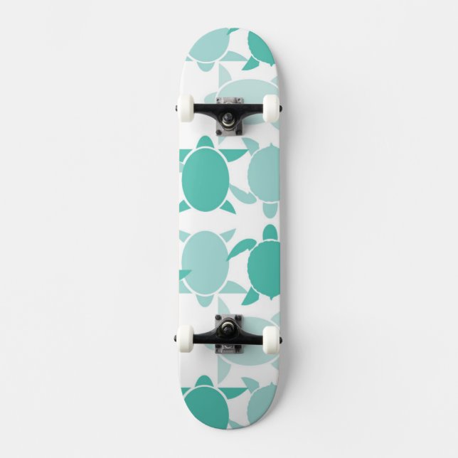 Teal Turtle Pattern Skateboard (Front)