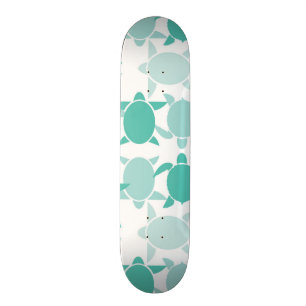 Teal Turtle Pattern Skateboard