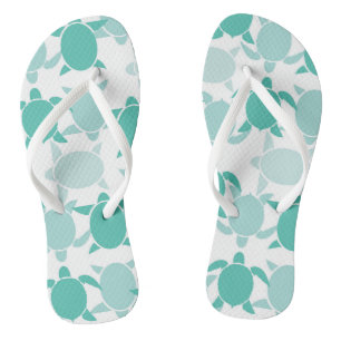 Teal Turtle Pattern Thongs