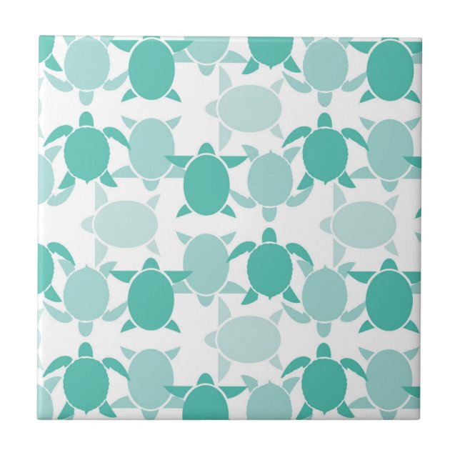 Teal Turtle Pattern Tile (Front)
