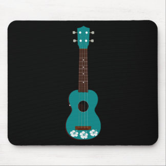 teal ukulele hibiscus design mouse pad