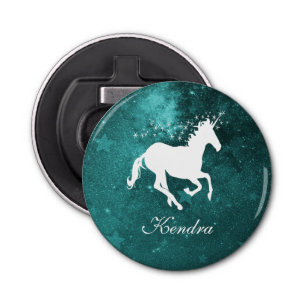 Teal Unicorn Personalised Bottle Opener