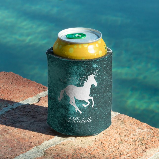 Teal Unicorn Personalised Can Cooler (In Situ Pool)