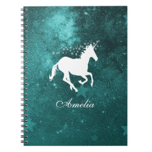 Teal Unicorn Personalised Notebook