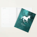 Teal Unicorn Personalised Planner<br><div class="desc">Jot down your important reminders and appointments with a Teal Unicorn Personalised Planner. Planner design features a colourful starry background and a unicorn adorned with stars with a place to personalise with your name. Additional items available with this design as well. Please contact me directly for assistance with personalisation.</div>