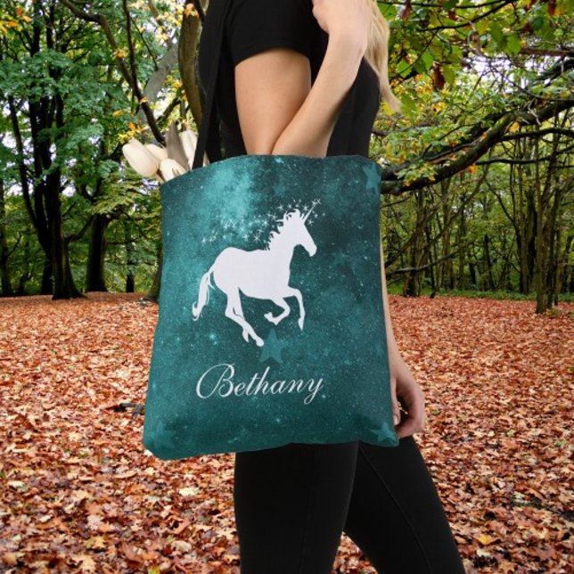 Teal Unicorn Personalised Tote Bag (Teal Unicorn Personalized Tote Bag)
