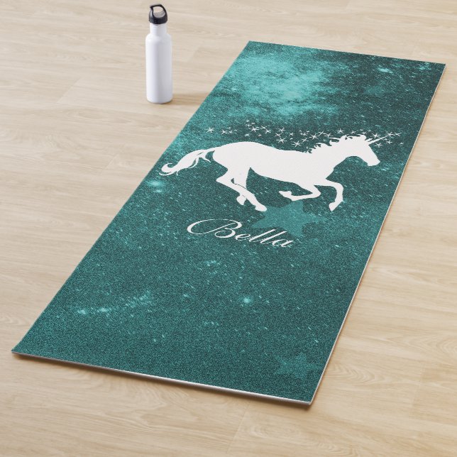 Teal Unicorn Personalised Yoga Mat (In Situ)