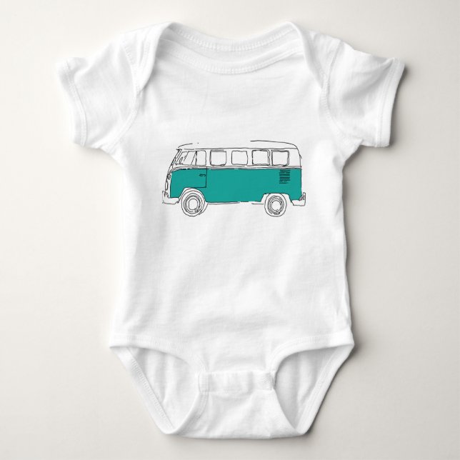 Teal Van Bodysuit - baby gift (Front)