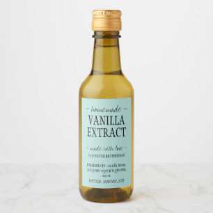 Teal Vanilla Extract Bottle Homemade drink Wine Label