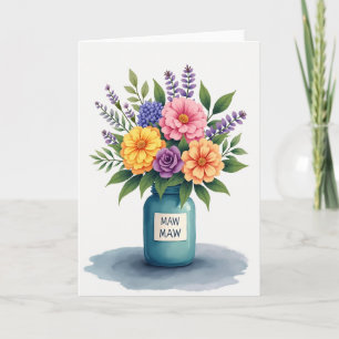 Teal Vase Mothers Day Blooms Card
