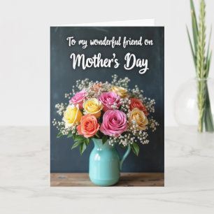 Teal Vase Mothers Day Friend Card