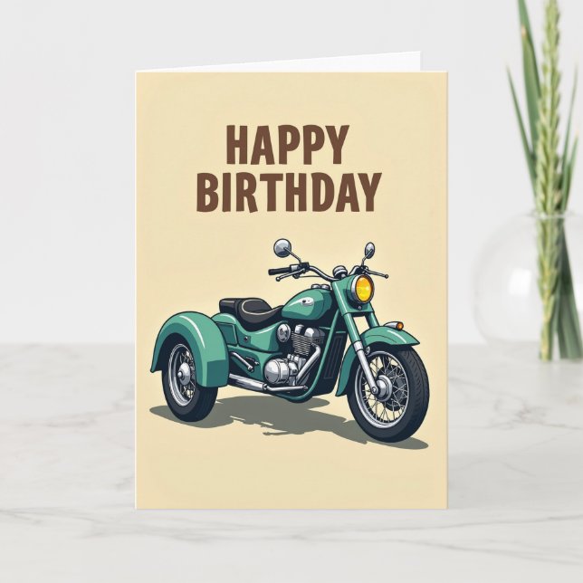 Teal Vehicle Birthday Card (Front)