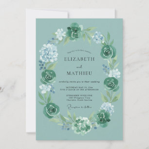 Teal Verdant Swirl Wedding Invitation