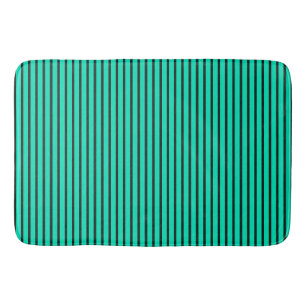Teal Vertical stripes pattern Bath Mat