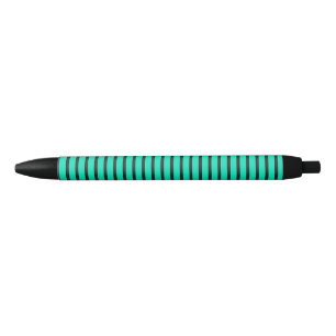 Teal Vertical stripes pattern Black Ink Pen