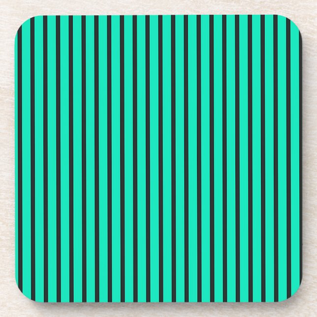 Teal Vertical stripes pattern Coaster (Front)