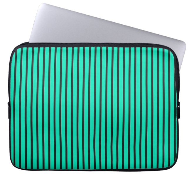 Teal Vertical stripes pattern Laptop Sleeve (Front)