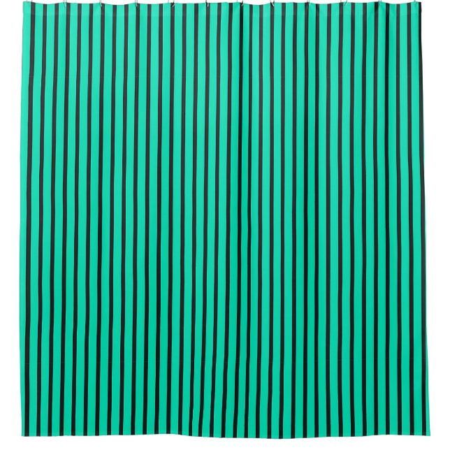 Teal Vertical stripes pattern Shower Curtain (Front)
