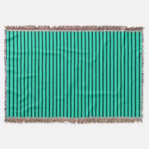Teal Vertical stripes pattern Throw Blanket