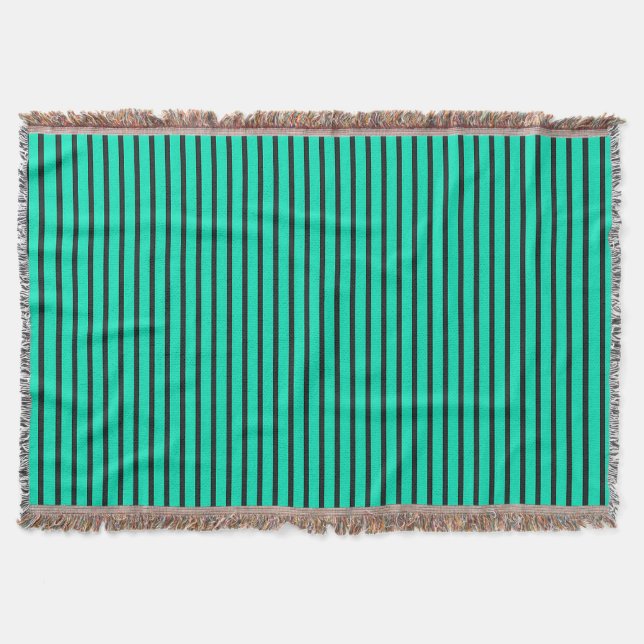 Teal Vertical stripes pattern Throw Blanket (Front)