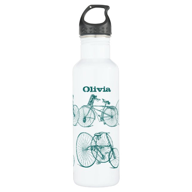 Teal Vintage Bike Bicycle 710 Ml Water Bottle (Front)