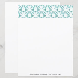 Teal Vintage Circle Pattern Personalise Paper
