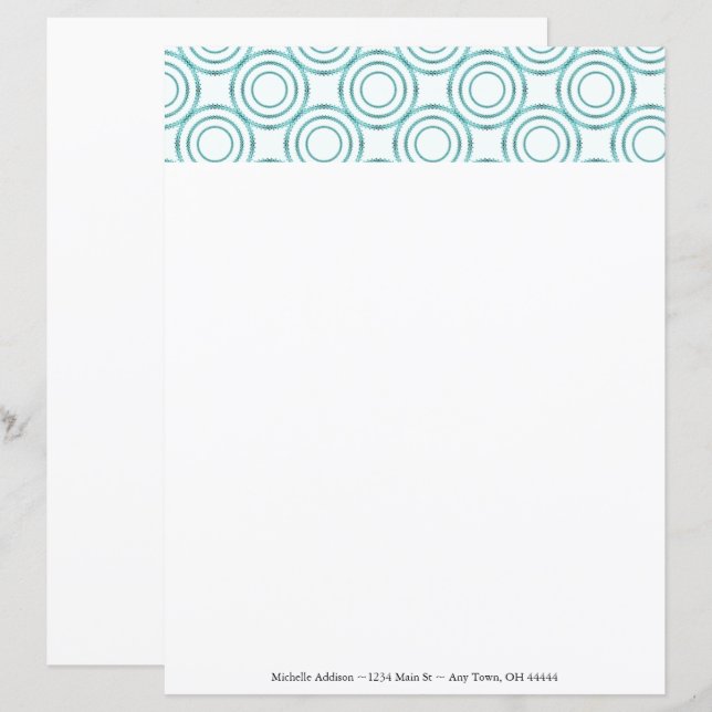 Teal Vintage Circle Pattern Personalise Paper (Front/Back)
