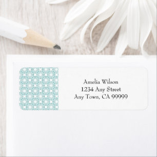 Teal Vintage Circle Pattern Return Address Label
