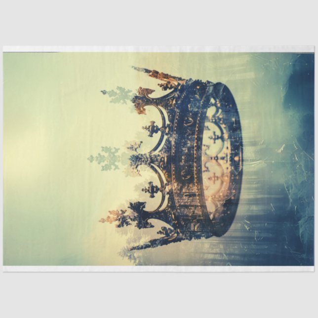 Teal Vintage Crown of Jesus Decoupage Tissue Paper (Front)