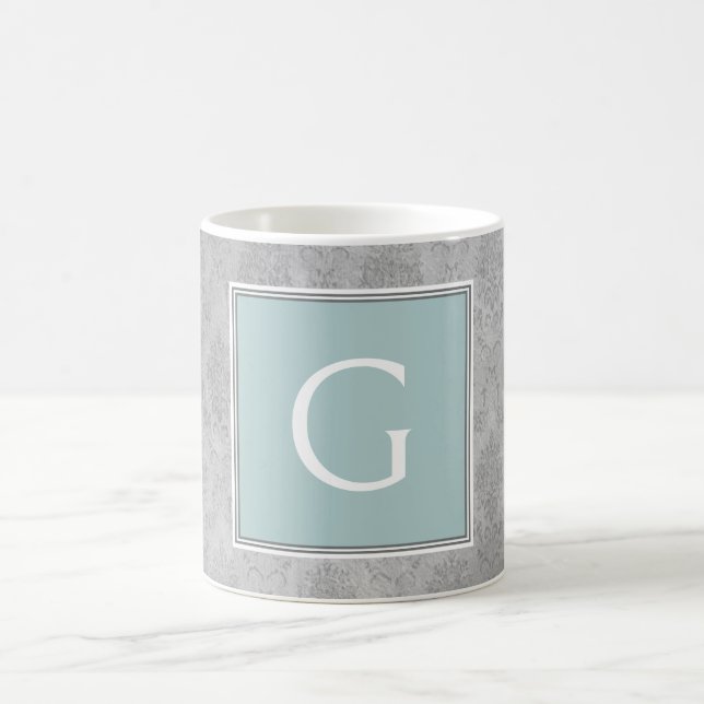 Teal Vintage Damask Monogram Mug (Center)