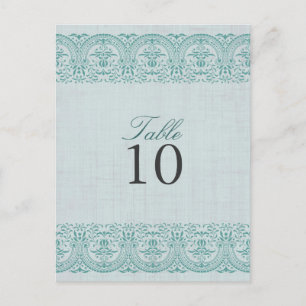 Teal Vintage Damask Table Number card