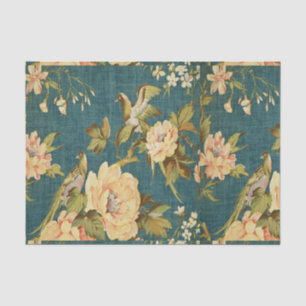 teal,vintage,floral,bird,victorian,wallpaper,patte tissue paper