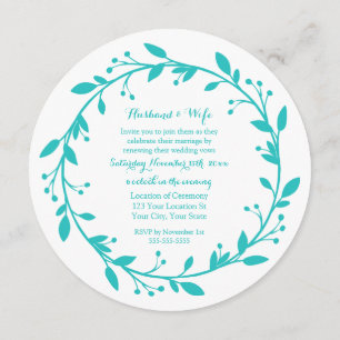 Teal Vintage Floral Vow Renewal Invitation