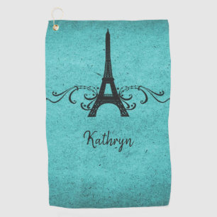 Teal Vintage French Flourish Golf Towel