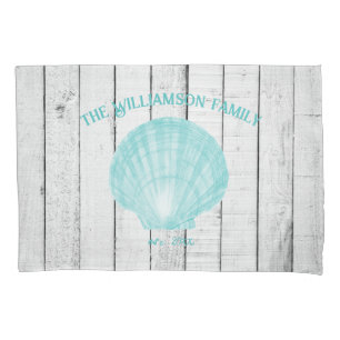 Teal Vintage Scallop Shell Pillow Case