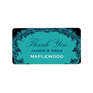 Teal Vintage Thank You Sticker B459
