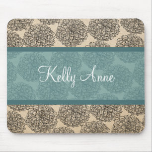 Teal Vintage Zinnia Mousepad