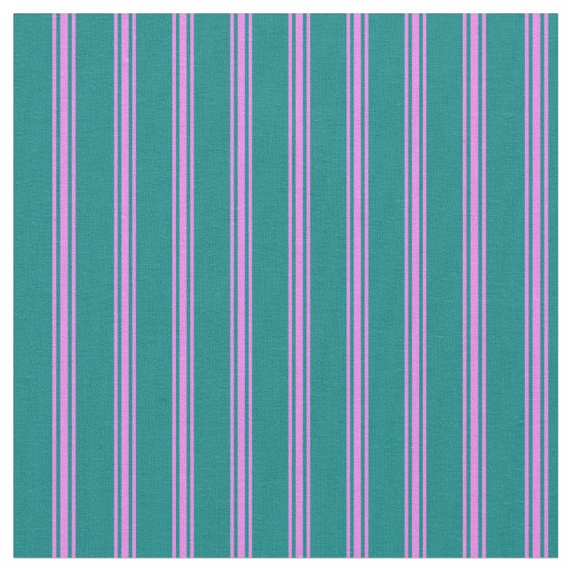 Teal & Violet Coloured Stripes/Lines Pattern Fabric (Close Up)