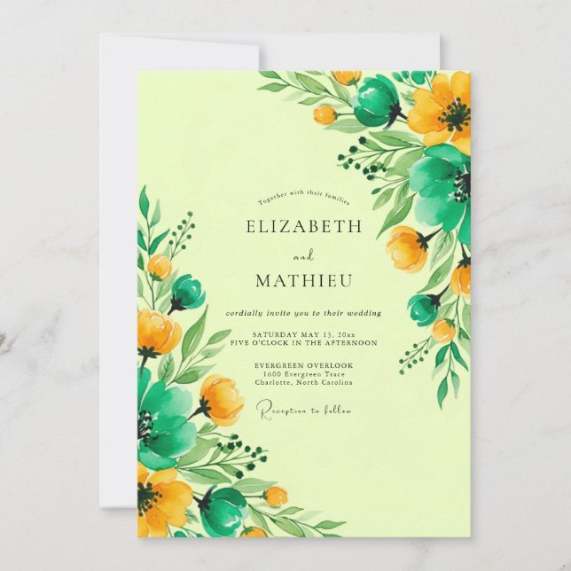 Teal Vivid Spring Wedding Invitation (Front)