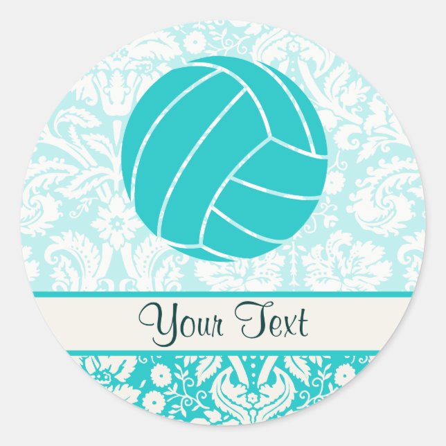 Teal Volleyball Classic Round Sticker (Front)