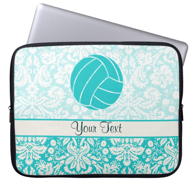Teal Volleyball Laptop Sleeve (Front)