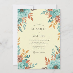 Teal Warm Autumnal Wedding Invitation
