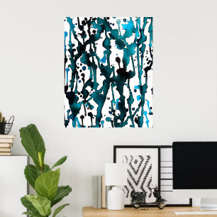 Teal Watercolor Abstract Poster