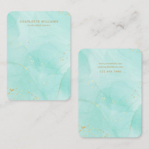 Teal Watercolor Gold Custom Jewelry Card