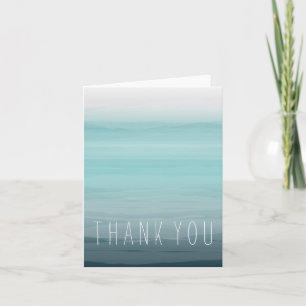 Teal Watercolor Inspired Ombre Thank You Card