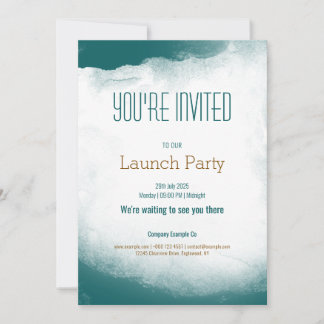 Teal watercolor launch party invitation template