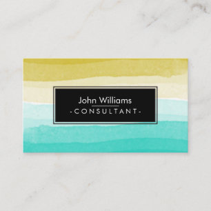 Teal Watercolor Modern Abstract Painted Beach Art Business Card