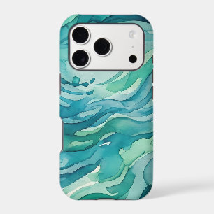 Teal Watercolor Ocean Waves