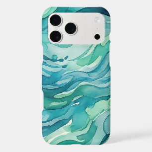 Teal Watercolor Ocean Waves