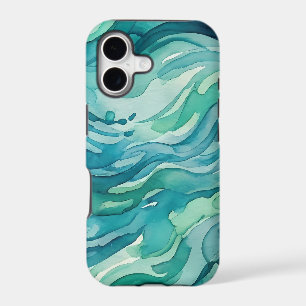 Teal Watercolor Ocean Waves